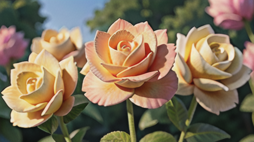 ベージュのバラの花束